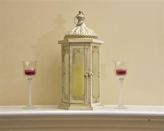 36. Two 2 Candle Holders and Decorative Lantern