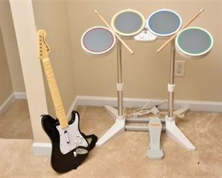 70. Rock Band Guitar and Drum Set