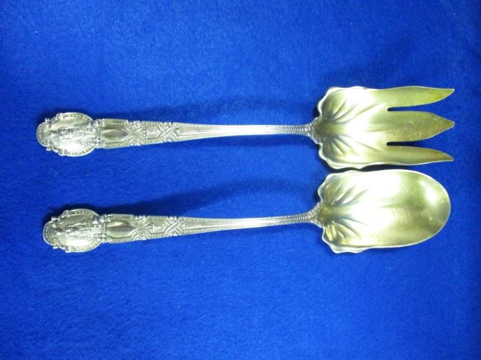 Tiffany Sterling Salad Servers in the Renaissance Pattern