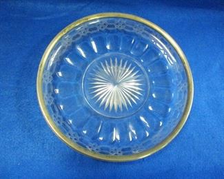 Sterling Rim Cut Crystal Serving  Plate or Low Bowl