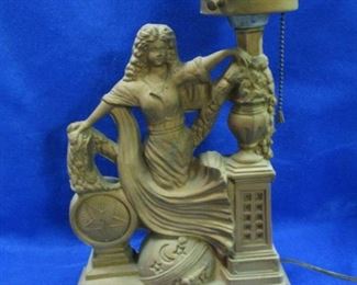 Metal American Industrial Figural Lady Table Lamp