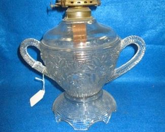 Eapg Basket and Roses oil Table Lamp