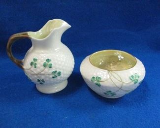 Belleek Cream & Sugar