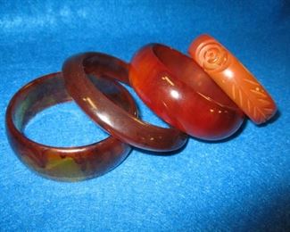 Collection of Root Beer & Tortoise Plastic Bakelite Bangles 1 Lot