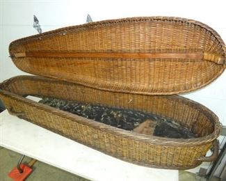 VIEW 4 EARLY VICTORIAN WICKER COFFIN 