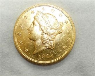 1904 $20 GOLD LIBERTY COIN 