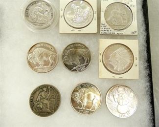 (9) 1O. TROY SILVER COMMEMORATIVE COINS 
