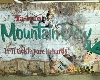 55X32 EMB. MOUNTAIN DEW WILLY SIGN 