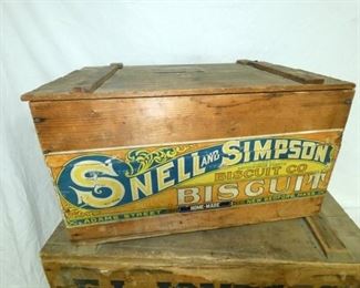 WOODEN SNELL & SIMPSON BISCUIT BOX 