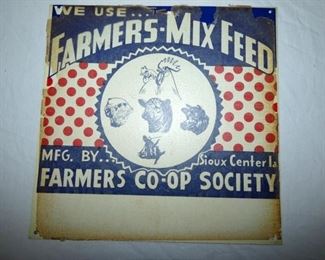 12X12 NOS FARMERS FEED PURINA SIGN 