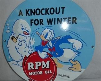 PORC. RPM MOTOR OIL SIGN W/ DUCKS 