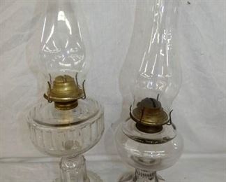 EARLY PATTERN GLASS OIL LAMPS