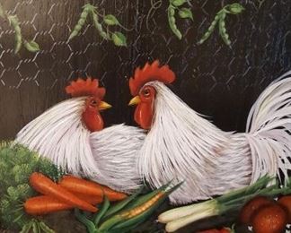 Handpainted roosters
