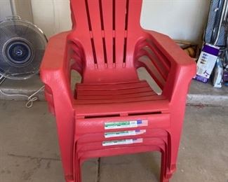 Red Plastic set of four Adirondack Chairs...like brand new!!
