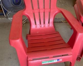 Red Plastic set of four Adirondack Chairs...like brand new!!