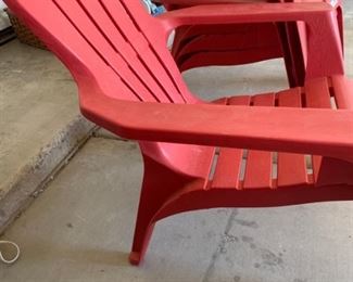 Red Plastic set of four Adirondack Chairs...like brand new!!