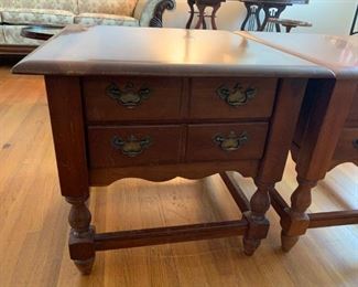 #12	(2) Cedar End Tables w/ 2 drawer   24x24x22 - as is finish   $30 each	 $60.00 
