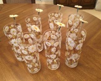 Daily Tall Boy Glasses with Daisy Stirrers..Very 50’s