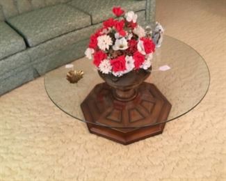 Glass Topped Pedestal Coffee Table