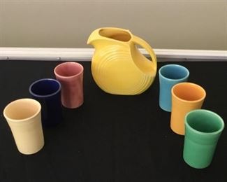 Rare Festa Pitcher with 6 juice glasses.  Very Nice, Like New.