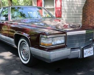 Close front view of the 1986 Cadillac Coupe DeVille. This vintage vehicle is top shape and ready to roll. 