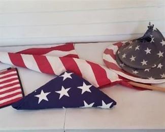 Flags ~ Flag on pole 3 ft x 5 ft ~ Folded Flag (New) is 5 ft x 10 ft