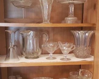 Clear Kitchen Service Dishes, Glasses, and Pitcher