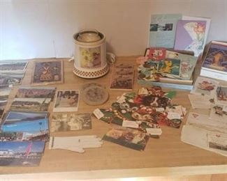 Vintage Postcards and Cards, Wax Melter, Coasters and Newer Card Sets