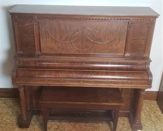 Iverson & Pond ~ Boston ~ Vintage Wood Upright Piano ~ 64 x 27 x 54 in. tall w/Piano Bench