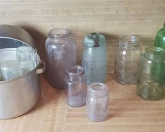Vintage Canning Jars and Baby Bottle Sterilizer Pot w/bottles