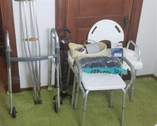 Shower chair, Assistance Bench, Walker, Canes, Crutches, Blood Pressure Cuff/Monitor and other Medical Devices
