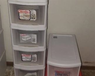 6 Sterilite 10 Qt. Single Stackable Drawers, One 12 Qt. Drawer, and Medium Rubbermaid Drawer