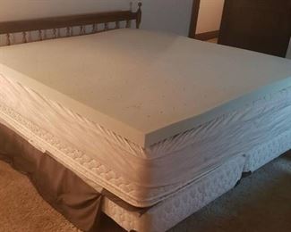 King Size Bed W/3 in. Memory Foam Topper, Mattress, Box Springs , Frame , and Headboard