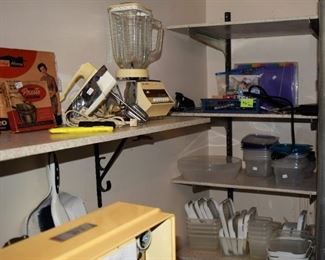 Small utensils,  storage containers in the furnace room