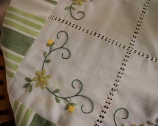 Hand embroidered table cloth