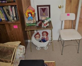 Heywood Wakefield woodite chair, Raggedy Ann & Andy