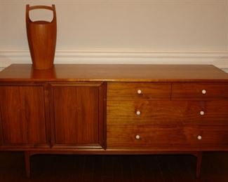 Kipp Stewart by Drexel Declaration Mid Century Modern Credenza or Dresser and Mid Century Modern Dansk Ice Bucket Quistgaard