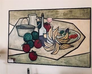 The story behind this painting that it was bought during the Vietnam war 72.75w x 48.75h Original Oil Painting signed A.W. BIN $800
