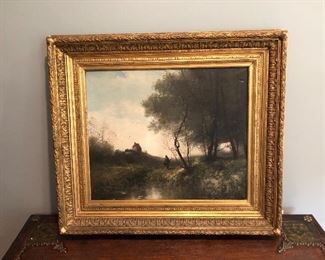 $595 Framed oil on canvas AS IS chipped frame 