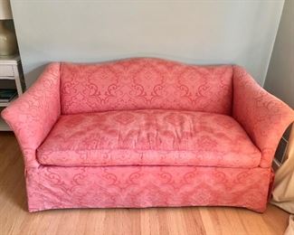 $450 Damask, serpentine love seat with single down filled cushion - 64" W, 34" D, 32" H. 