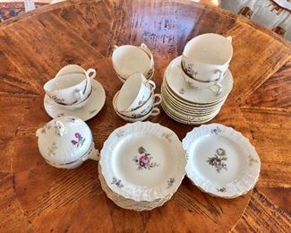 $ 120 plates, $120 tea cups and saucers, $40 Sugar bowl Royal Copenhagen Frisjenborg china set one sugar bowl, 8 plates, 12 coffee or tea cups and saucers