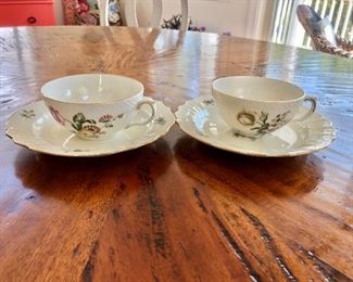 $120 Royal Copenhagen cups and saucers  total 12 two different designs