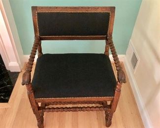 $325 Single Charles  II Style Bobbin turned, hobnailed  armchair 24" W, 20" D, 34" H. 