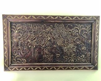 Detail Balinese wood hand carved picture