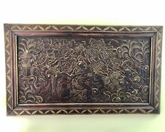 Detail Balinese wood hand carved picture 