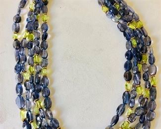 $65 Multi strand stone necklace with gold tone clasp 16 inches long 16" Long