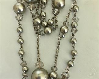 $25 Detail Extra long silver tone necklace 50  inches long 