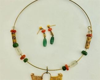 $60 Multi stone necklace and earrings set Earrings without backs 1.5 inches long