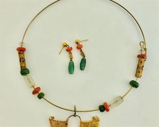 $60 Multi stone necklace and earrings set  Earrings without backs 1.5 inches long 