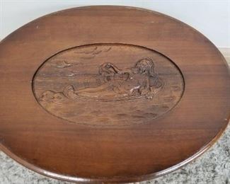 Carved Wood Table with Nude
